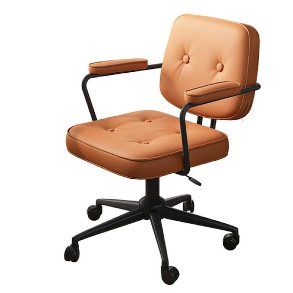Foret Home Office Chair Computer Ergonomic Swivel Mid-Back Padding Wheel Armrest Orange 01