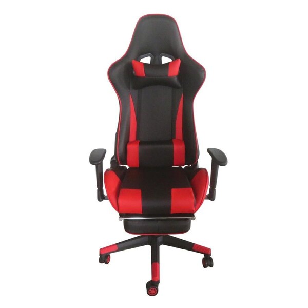 High Back Executive Gaming Chair Footrest Office Computer Seating Racer Recliner Red with footrest 3D Arm