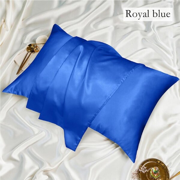 LINENOVA Luxury Silk Satin Pillowcases Home Decor Cushion Covers Body / Royal blue