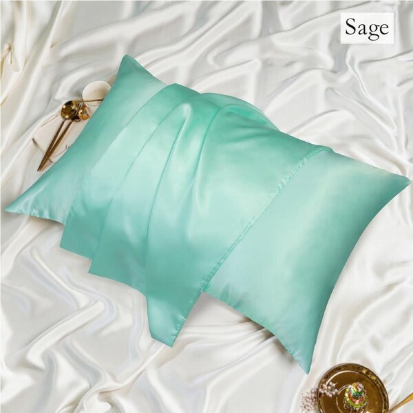 LINENOVA Luxury Silk Satin Pillowcases Home Decor Cushion Covers Standard / Sage