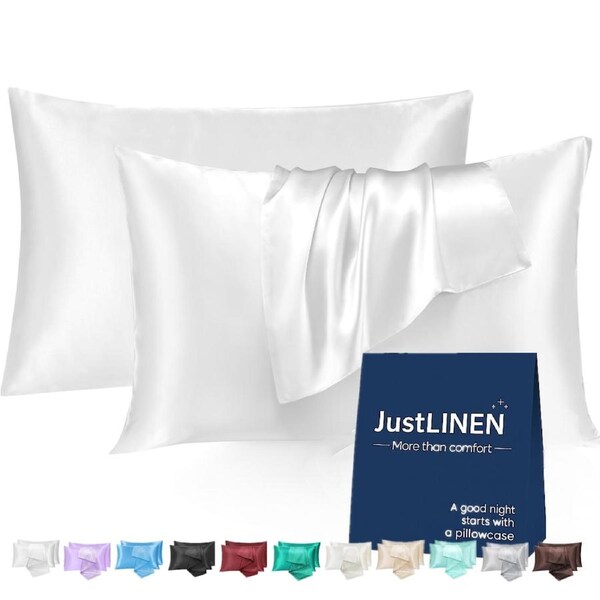LINENOVA Luxury Silk Satin Pillowcases Home Decor Cushion Covers King / Silver grey