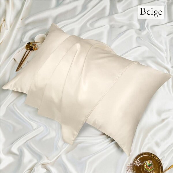 LINENOVA Luxury Silk Satin Pillowcases Home Decor Cushion Covers European / Beige