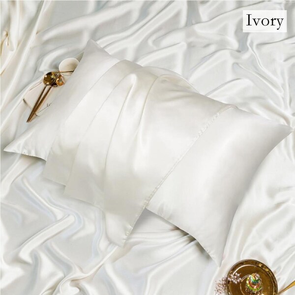 LINENOVA Luxury Silk Satin Pillowcases Home Decor Cushion Covers European / Ivory