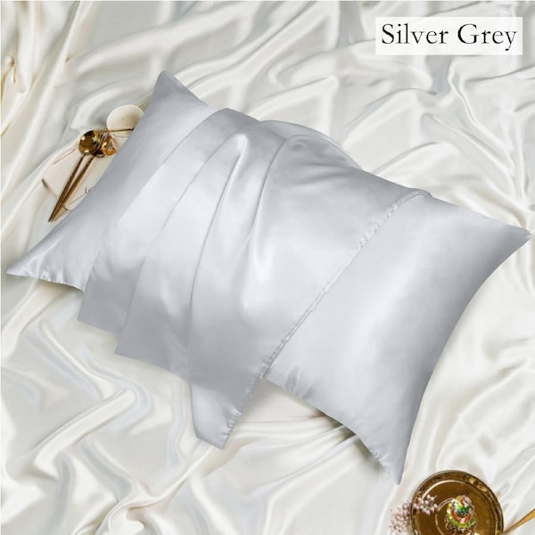LINENOVA Luxury Silk Satin Pillowcases Home Decor Cushion Covers European / Silver grey