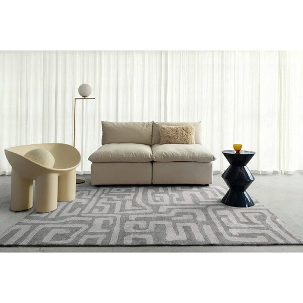 Loopsie Alberc Grey and Beige Aztec Washable Rug 230cm x 160cm