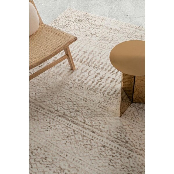 Loopsie Artisia Cream and Brown Tribal Washable Rug 180cm x 120cm