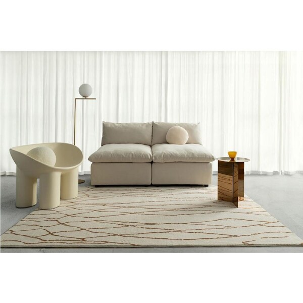 Loopsie Etasha Ivory and Gold Lined Washable Rug 330cm x 240cm