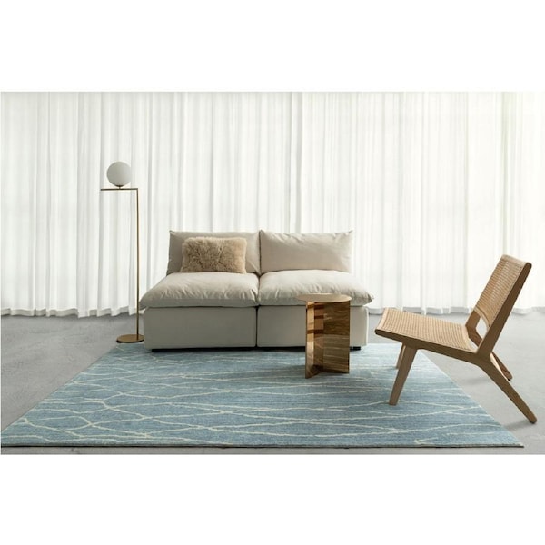 Loopsie Jevonn Blue and Ivory Lined Washable Rug 230cm x 160cm