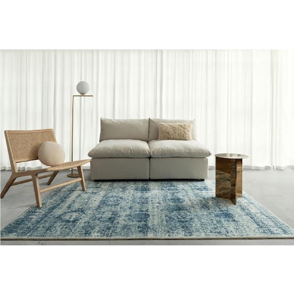 Loopsie Koni Blue Tribal Washable Rug 290cm x 200cm