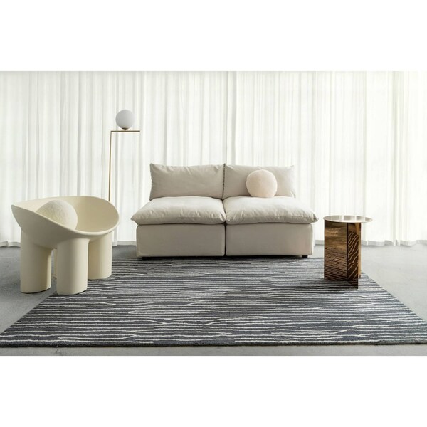 Loopsie Malha Black and Ivory Stripe Washable Rug 290cm x 200cm