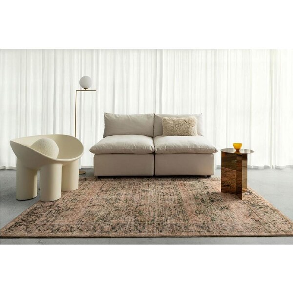 Loopsie Pinarli Brown and Green Floral Washable Rug 290cm x 200cm