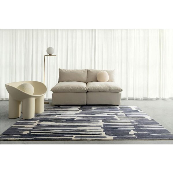 Loopsie Riya Grey and Ivory Striped Washable Rug 290cm x 200cm