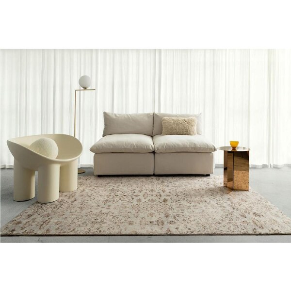 Loopsie Solna Beige and Brown Floral Washable Rug 230cm x 160cm