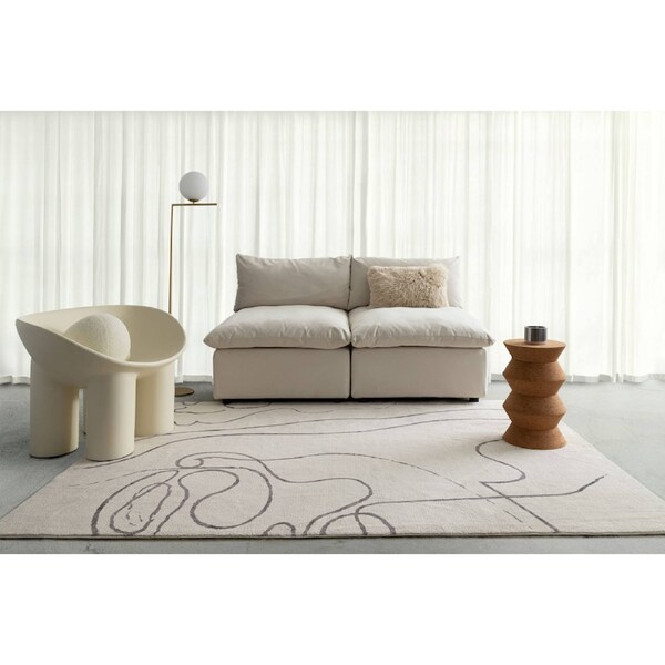 Loopsie Turey Beige and Grey Abstract Washable Rug 180cm x 120cm