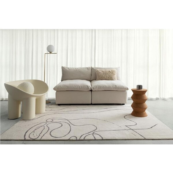 Loopsie Turey Beige and Grey Abstract Washable Rug 330cm x 240cm