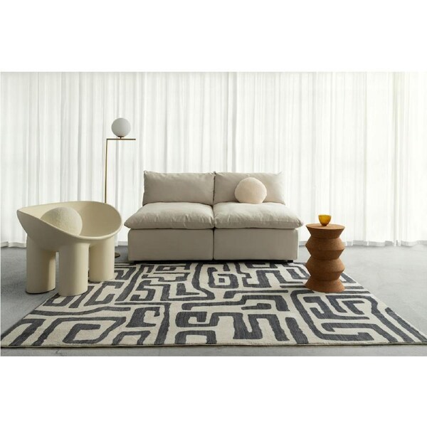 Loopsie Walvis Cream and Grey Aztec Washable Rug 180cm x 120cm