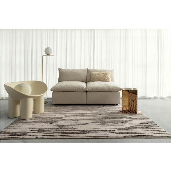Loopsie Wana Beige and Black Stripe Washable Rug 330cm x 240cm