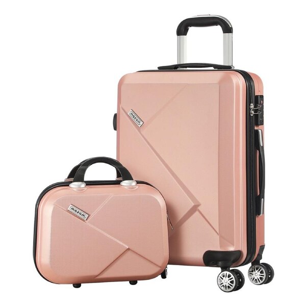Mazam 2PCS 20+12" Luggage Suitcase Trolley Set Travel TSA Lock Storage Hard Case 2PCS(20"+12")/Pink