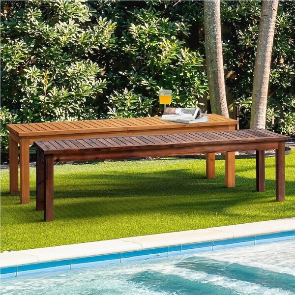 Livsip 120/150/190cm Garden Bench Outdoor Wood Patio Furniture Dining Chair Slatted Sea 120cm-Charcoal