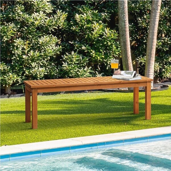 Livsip 120/150/190cm Garden Bench Outdoor Wood Patio Furniture Dining Chair Slatted Sea 120cm-Brown