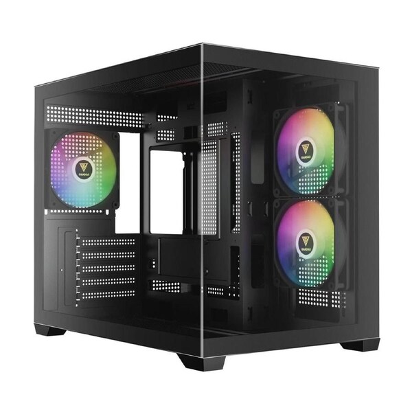 Gamdias AURA GC10M V2 Micro-ATX Tempered Glass Computer Case With 3 ARGB Fans [CASEGDGC10MV2BK]