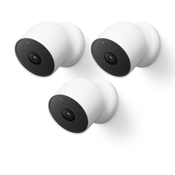 Google Nest Cam Wireless Camera (Outdoor or Indoor, Battery, GA02077-AU - 3 pack) White