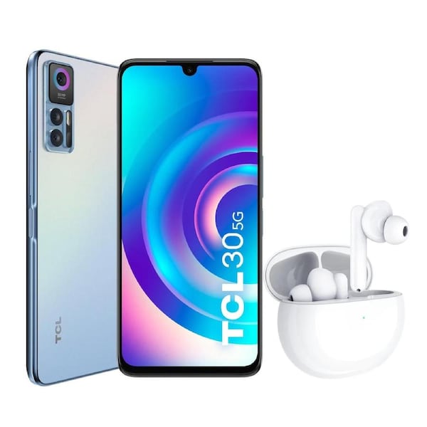 TCL 30 5G (Dual Sim, 128GB/4GB, 6.7 inches, Bonus MOVEAUDIO S600) Blue