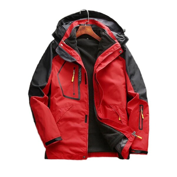 Nevenka Mens Waterproof Ski Jacket Warm Winter Snow Coat Hooded Raincoat-Red 2XL