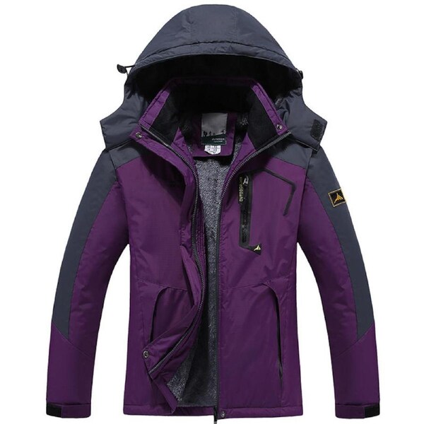 Nevenka Womens Skiing Snowboarding Jackets Fleece Hood Mountain Snow Coat-DarkPurple 2XL
