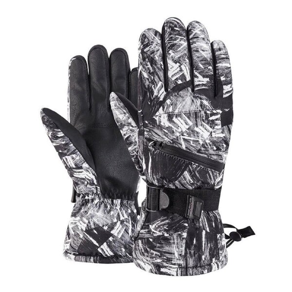 Nevenka Ski Gloves Waterproof Winter Snowboard Gloves for Men Women-BlackWhite L