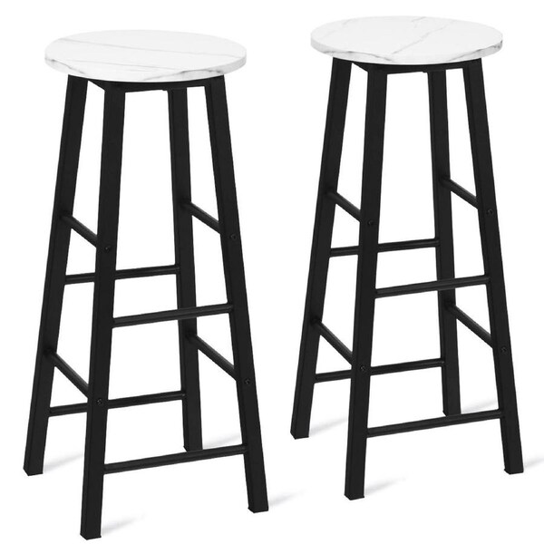 Costway 2PCS Bar Stool Set w/Footrest Kitchen Counter Dining Chairs Bistro Barstools Pub Cafe Seat