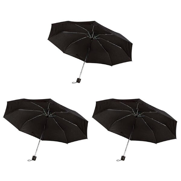 3PK Wildtrak Premium Compact Umbrella w/ Cover Reversible Durable 54cm Black