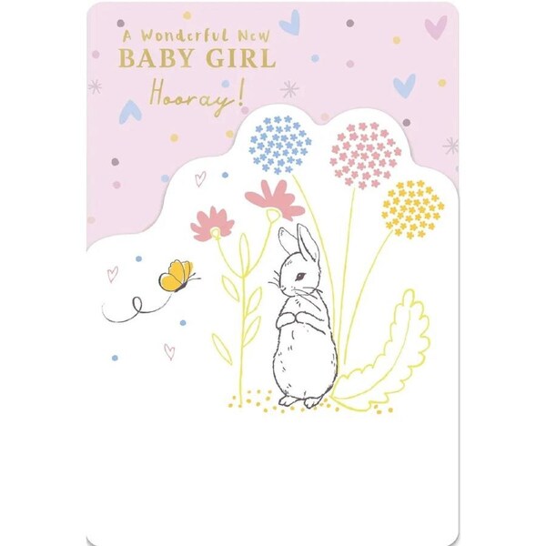Hallmark Card - Peter Rabbit Baby Girl Card