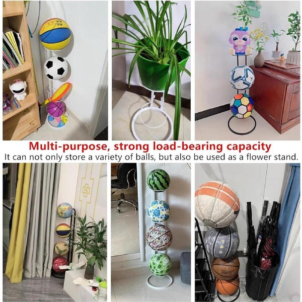 4-Tier Ball Storage Rack Vertical Organizer for Sports Balls