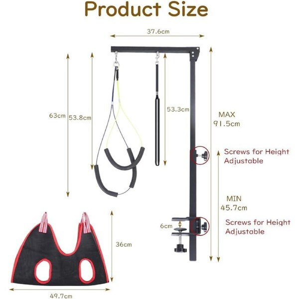 Dog Grooming Arm with Clamps and Harness for Small/Medium Pets