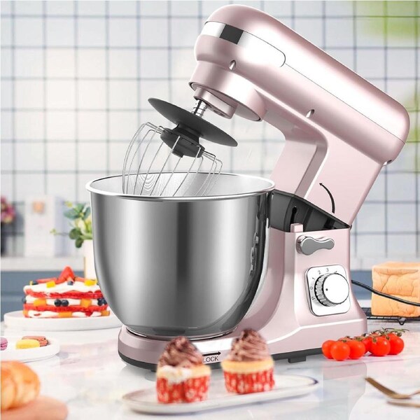 Pink 6.5L Stand Mixer 6-Speed 1400W with Attachments