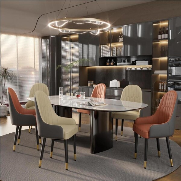 Faux Leather Dining Chairs 2 Pack - Elegant Ergonomic Seating