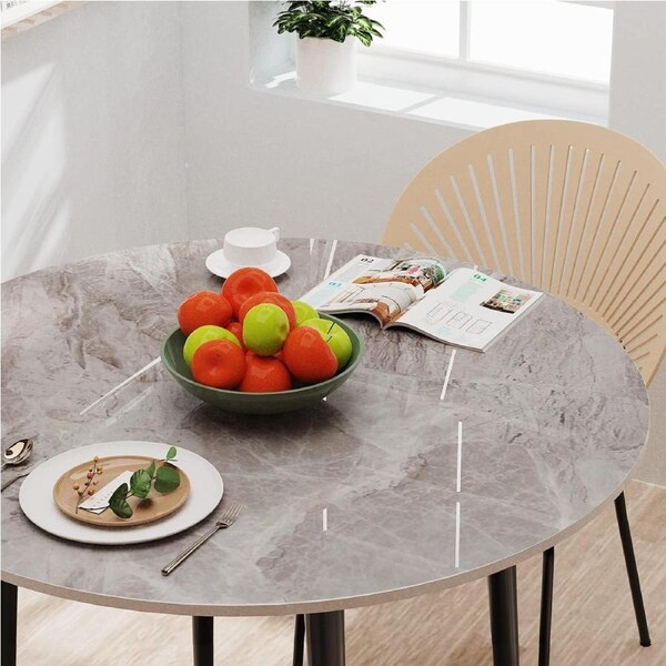 Round Marble Dining Table 80cm Modern 2-Seater White