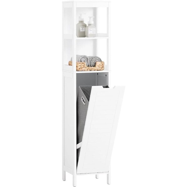 Tall Bathroom Storage Cabinet with Laundry Basket