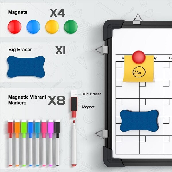 Magnetic Dry Erase Calendar Whiteboard 16x12 for Wall