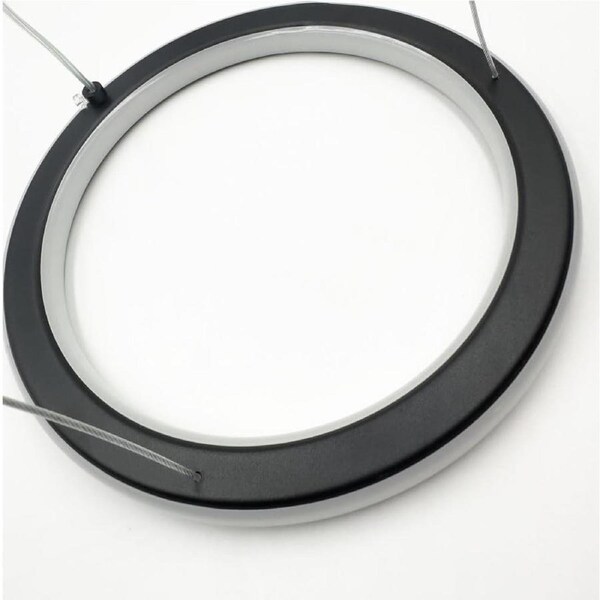 Modern LED Chandelier 1 Ring Pendant Black Dimmable for Dining Room