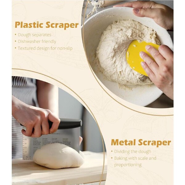 Sourdough Proofing Basket Set Round & Oval with Baking Tools