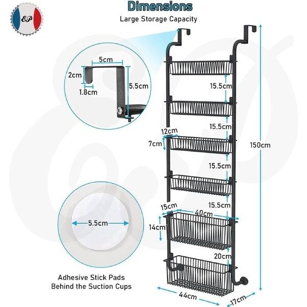 6-Tier Over Door Organizer for Pantry Bathroom Bedroom