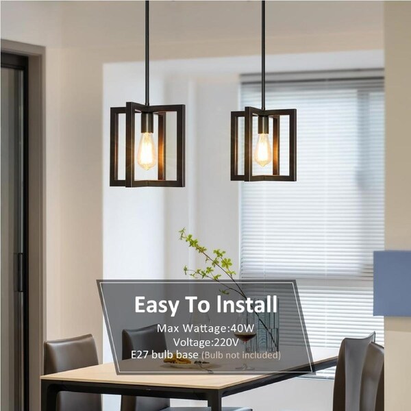 Black Pendant Lights for Kitchen Island - Modern 1-Light Chandeliers