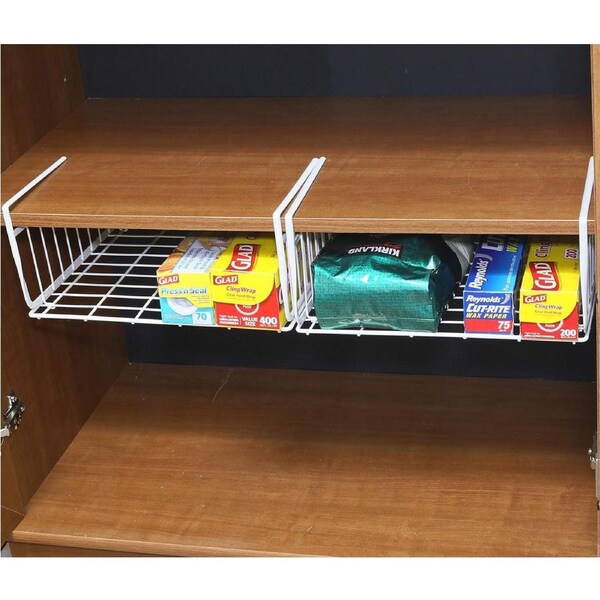 2-Pack Under Shelf Basket for Kitchen, White