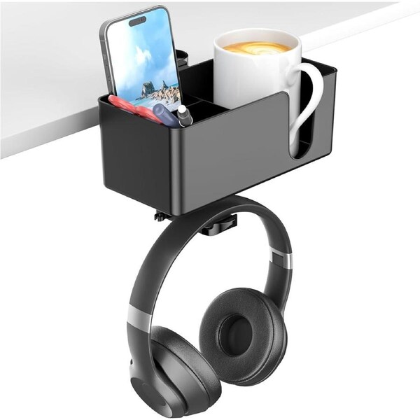 4-in-1 Desk Cup Holder Clamp Headphone Hanger Storage Organizer