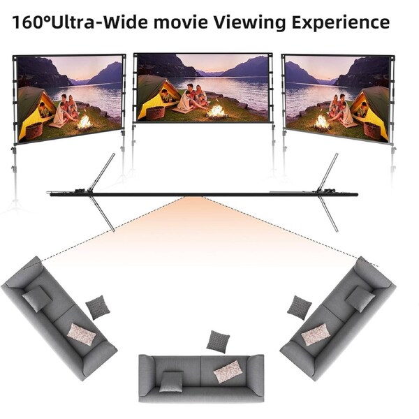 120 Inch Portable Projector Screen and Stand for Outdoor