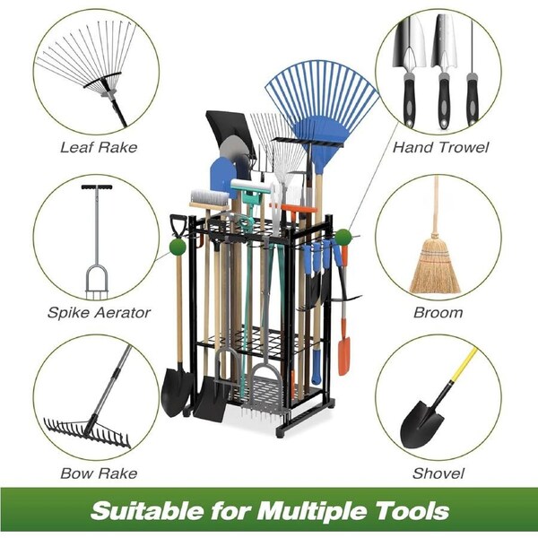 Garden Tool Organizer Rack with Storage Hooks for 50 Tools