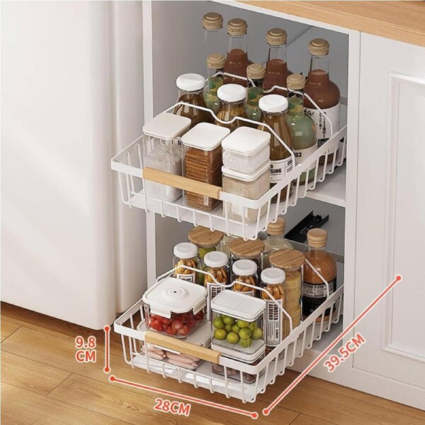 2-Pack Slide Out Cabinet Organizer for Kitchen Storage