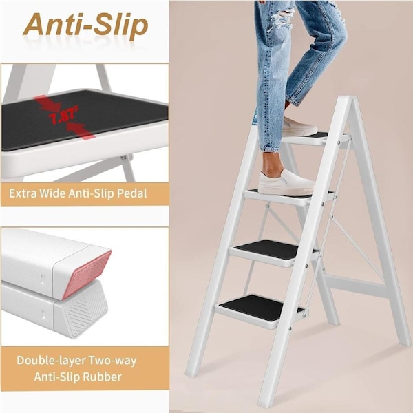 4 Step Folding Ladder with Anti-Slip Pedal 330 lbs Capacity